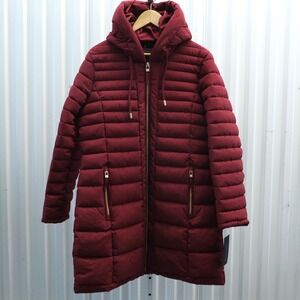 NWT Tommy Hilfiger Women's Hooded Puffer‎ coat Burgundy Size Large